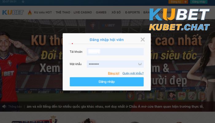 Đăng nhập vào tài khoản Kubet của bạn