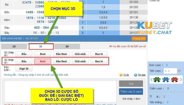 Cách đánh lô 3 càng trên Kubet chi tiết